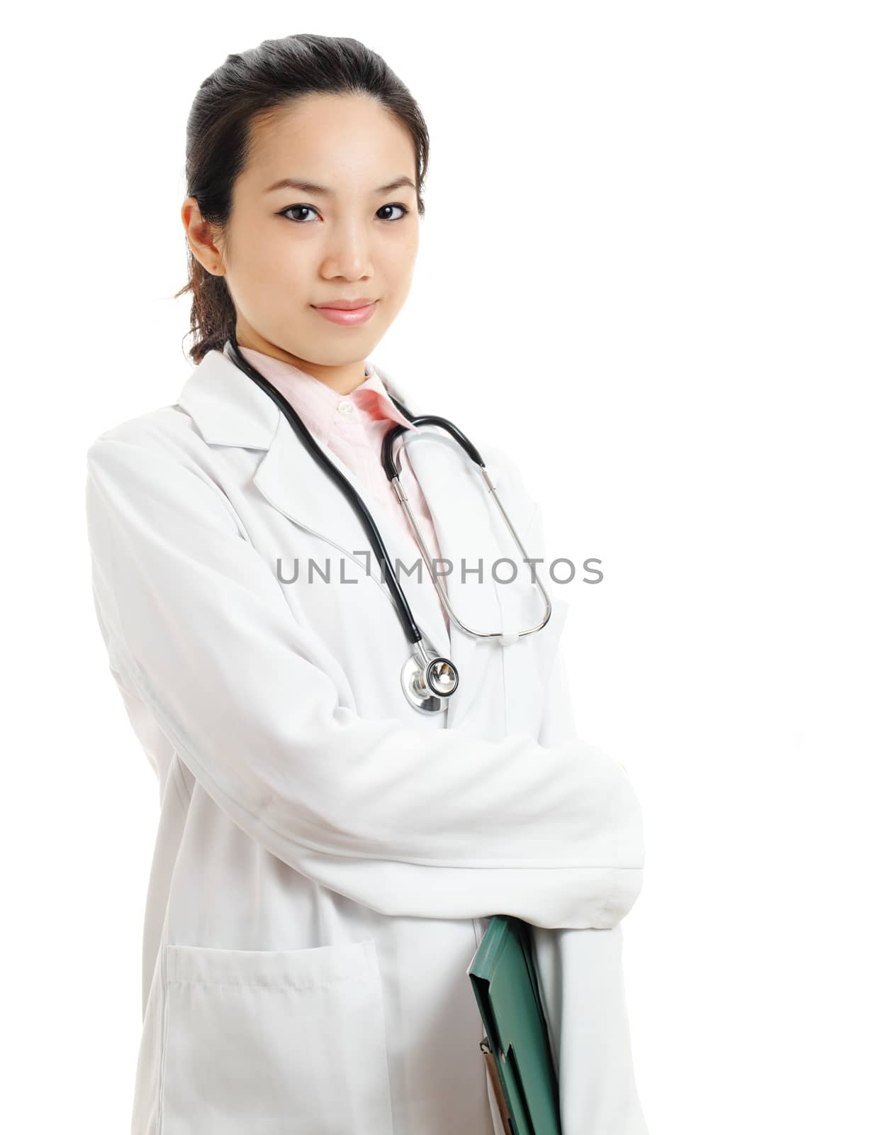 Doctor woman isolated on white