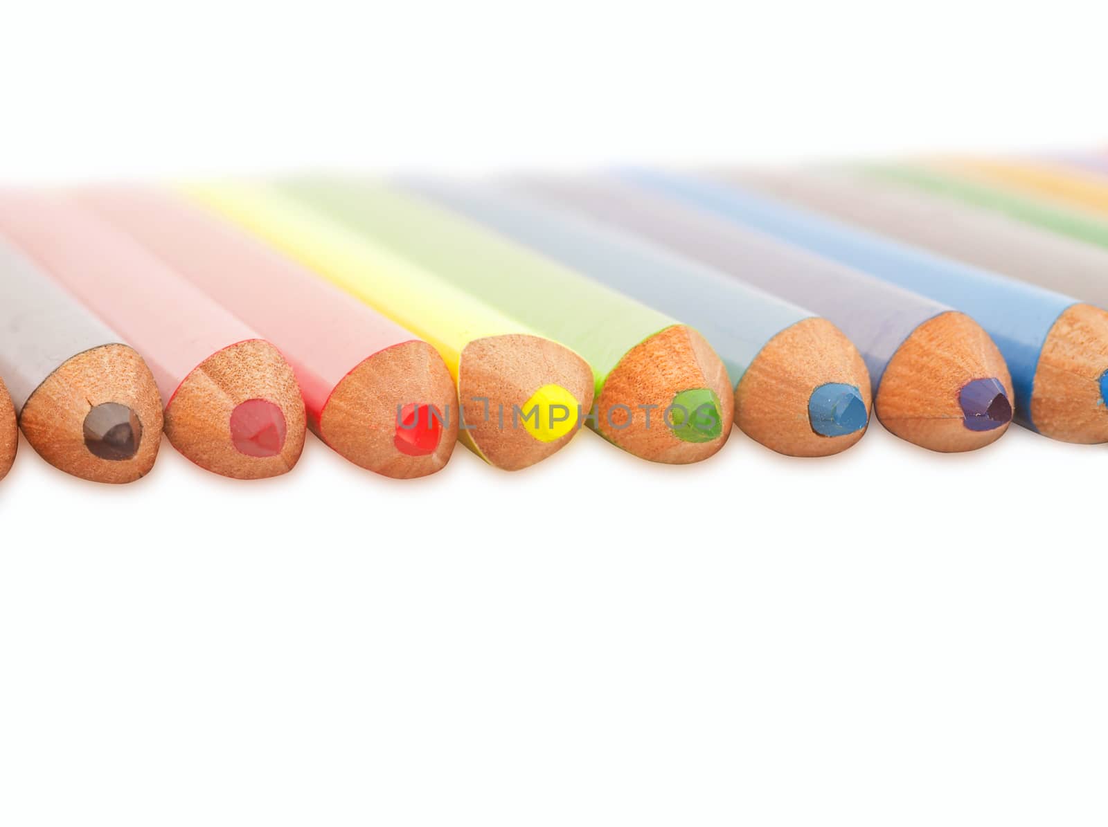 colored pencils isolated on white background