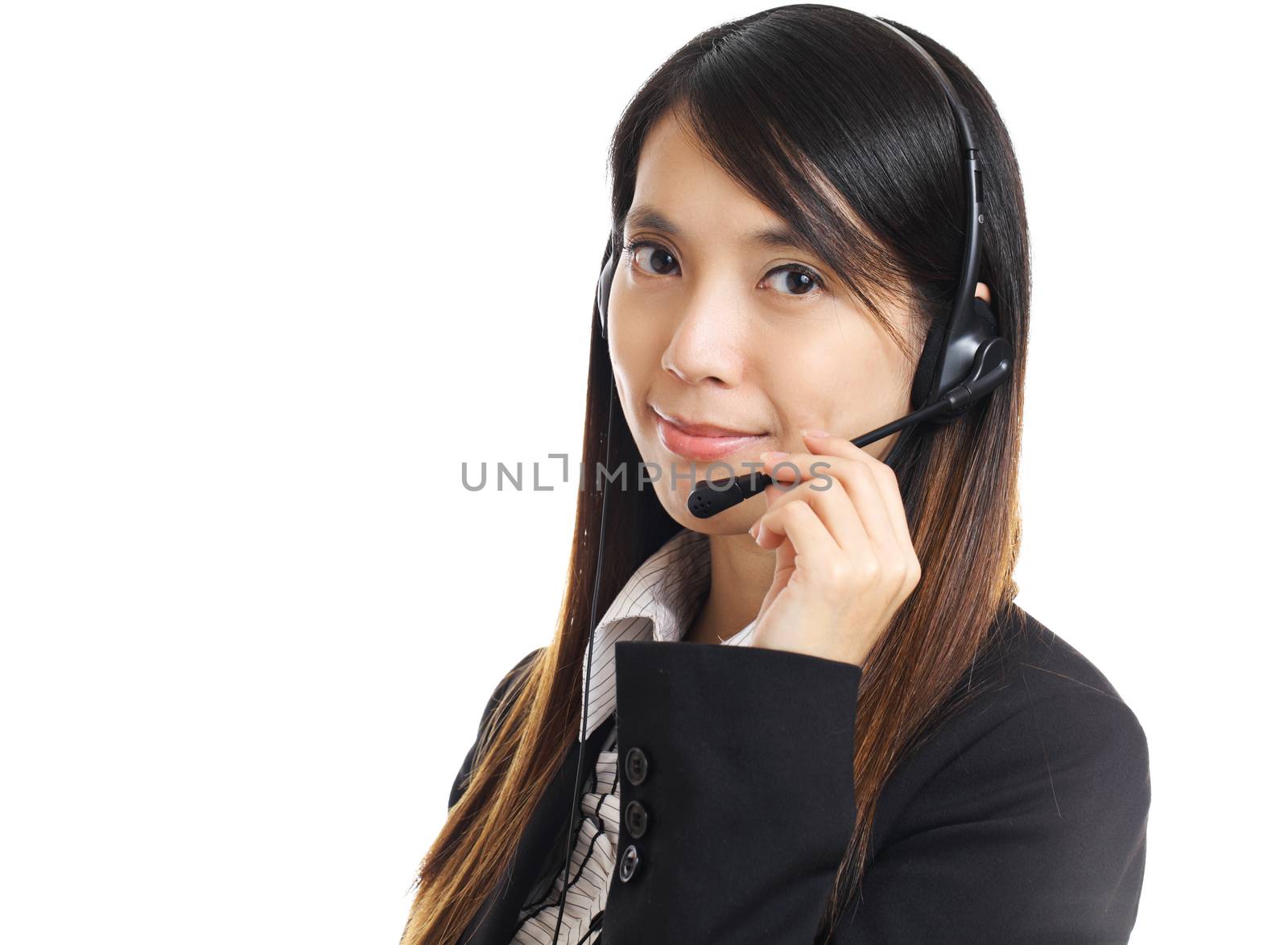 business woman with headset