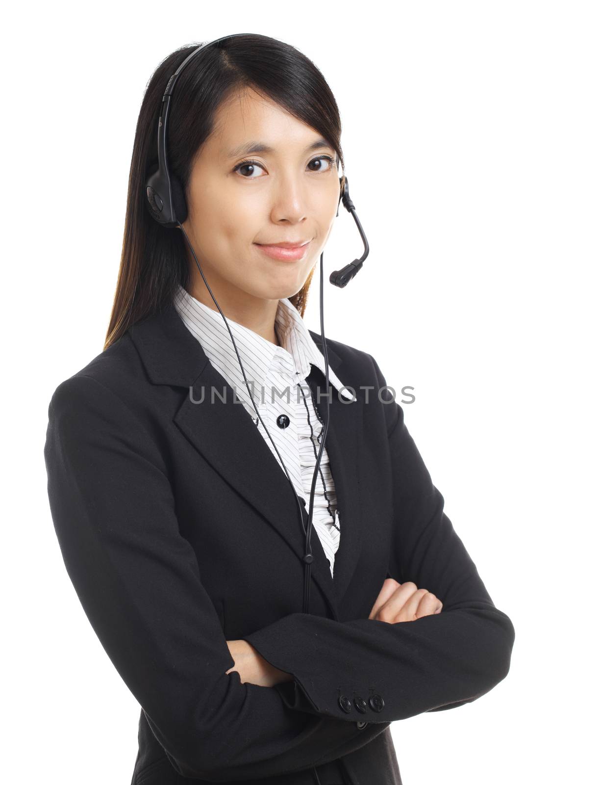 business operator woman with headset