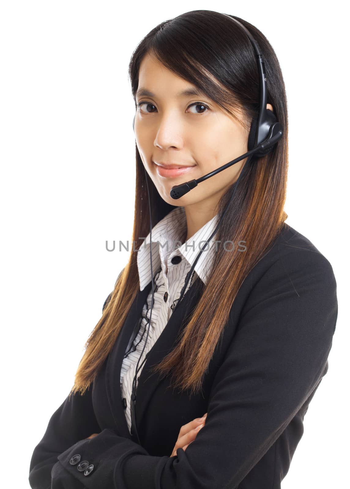 Asian business woman with headset