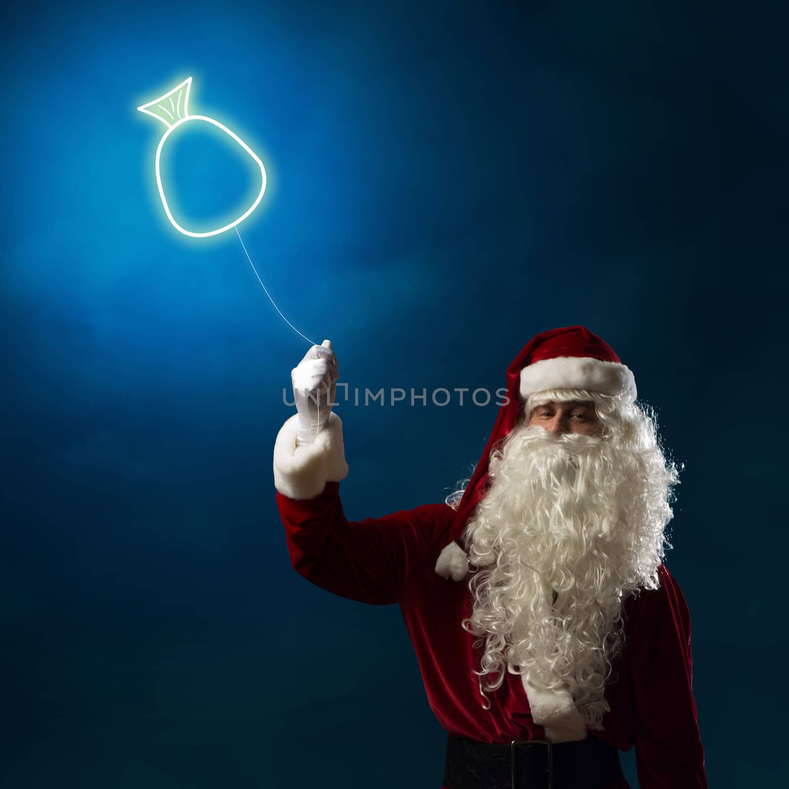 Santa holding a light symbol of the Christmas bag by adam121