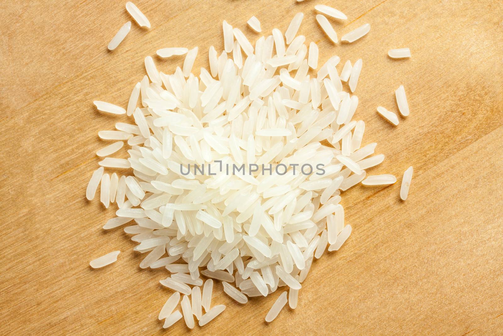 some row thai rice on wood
