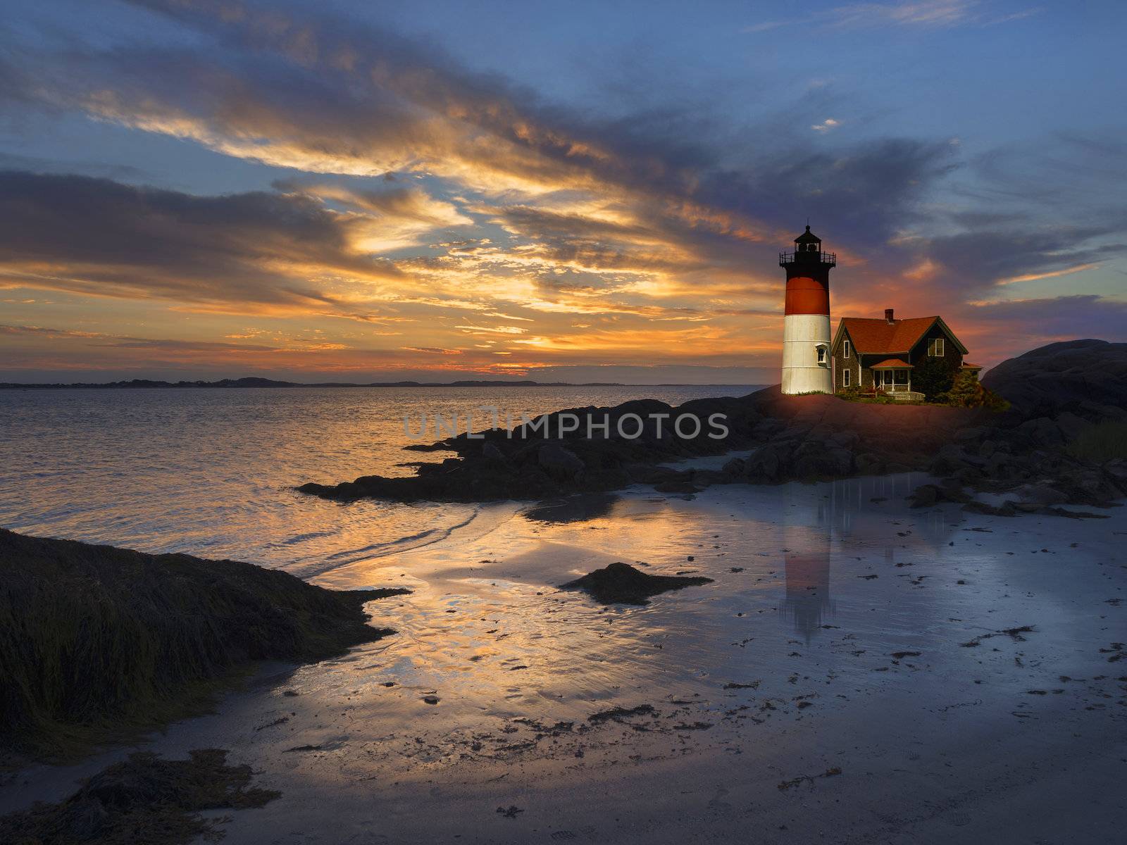 light house off Annisquam, Massachusetts shot at sunset