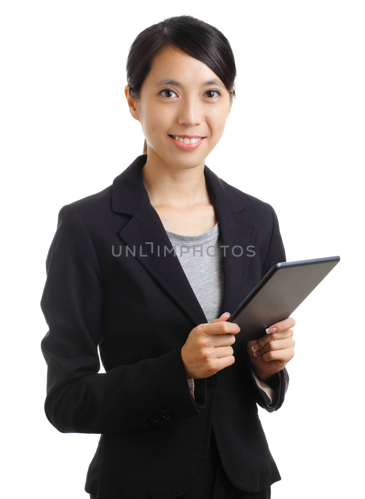 Asian business woman with tablet by leungchopan