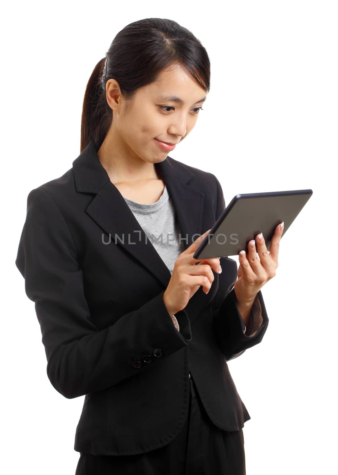 Asian business woman using tablet pc