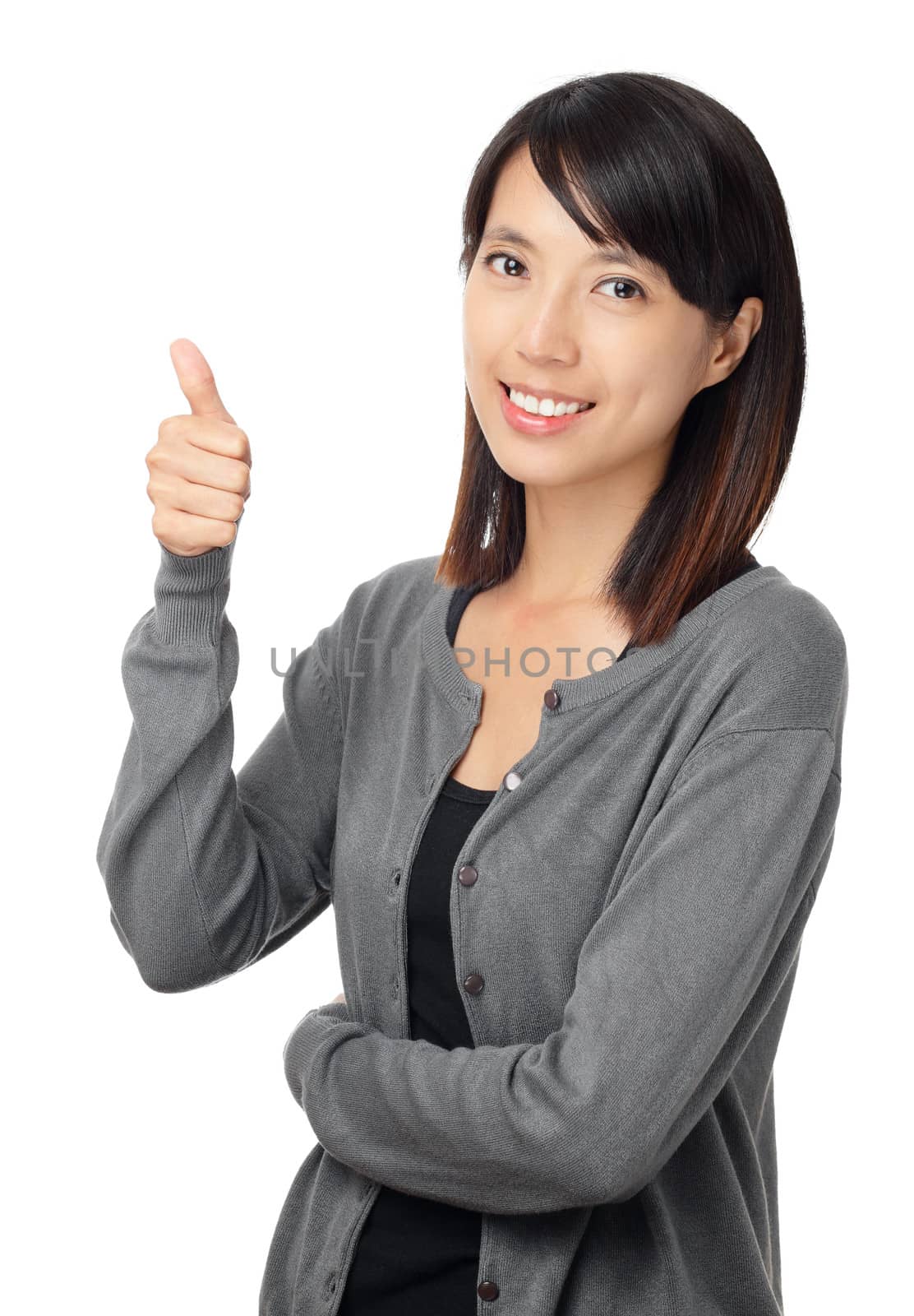 Asian woman and thumb up