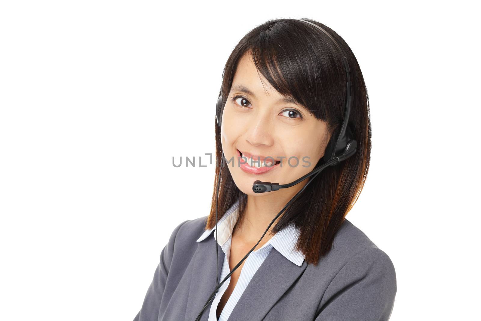 Asian business customer service woman with headset by leungchopan