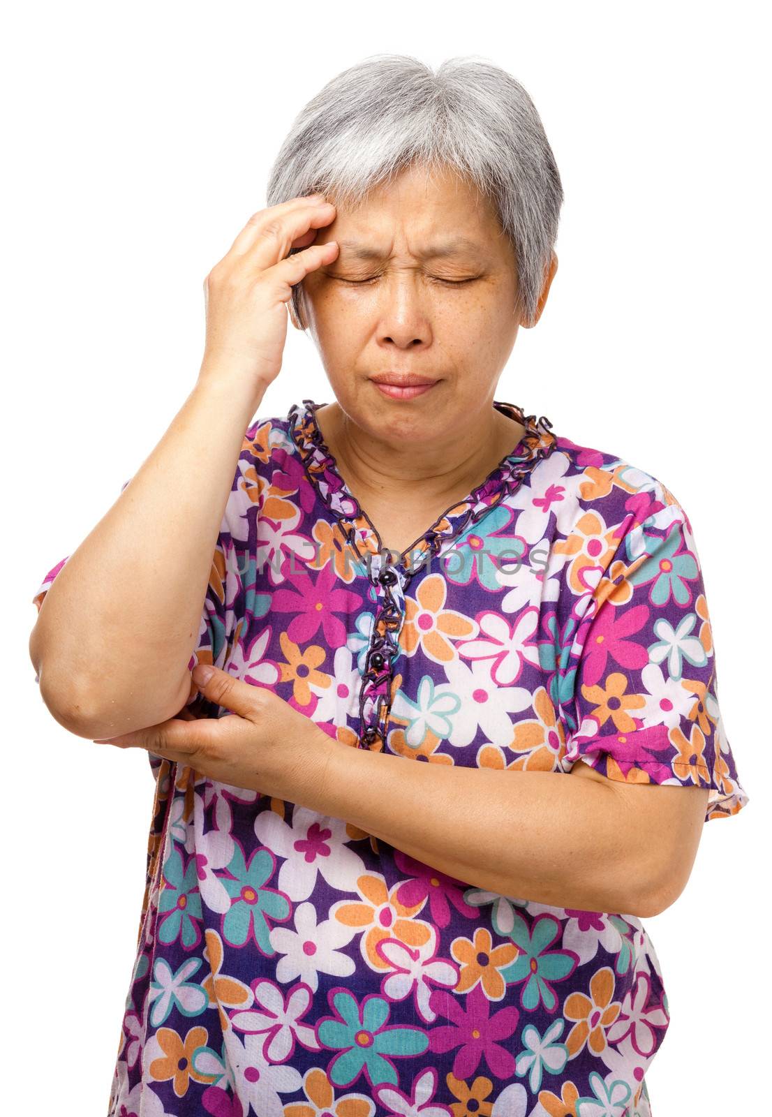 Old woman seriously headache by leungchopan