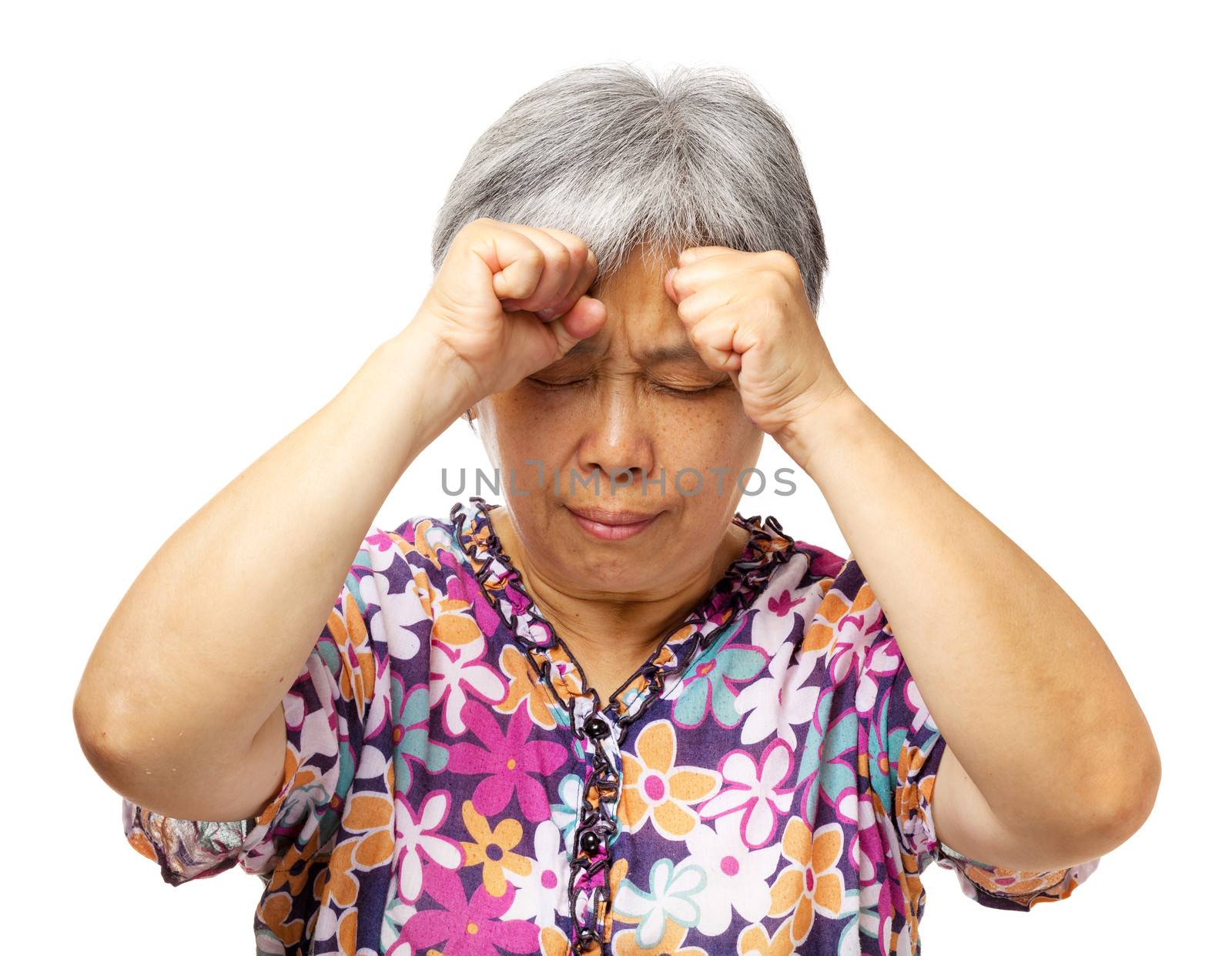 Mature asian woman serious headache by leungchopan