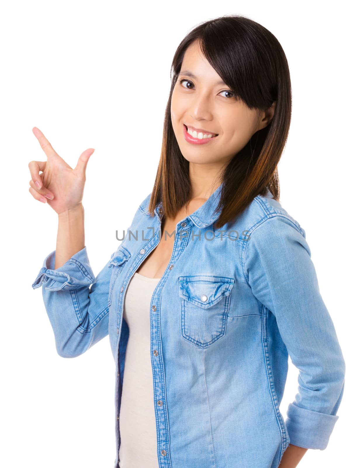 Asian woman with hand gesture