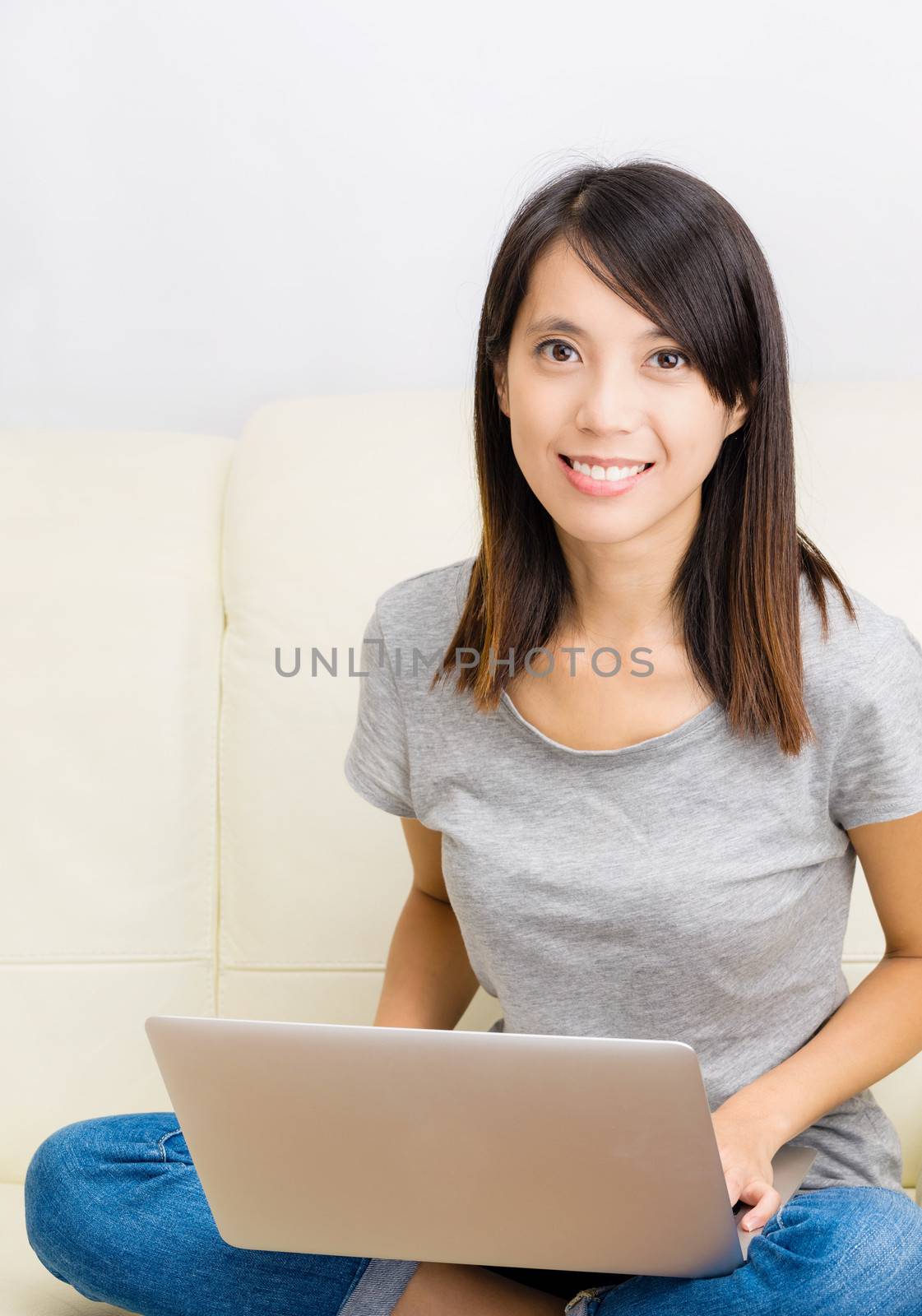 Asian woman with laptop