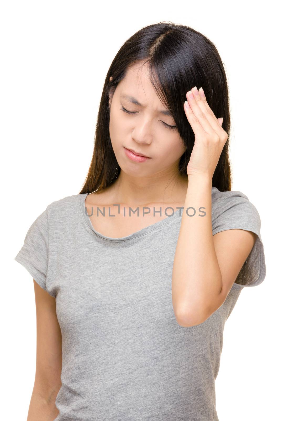 Asian woman feel headache