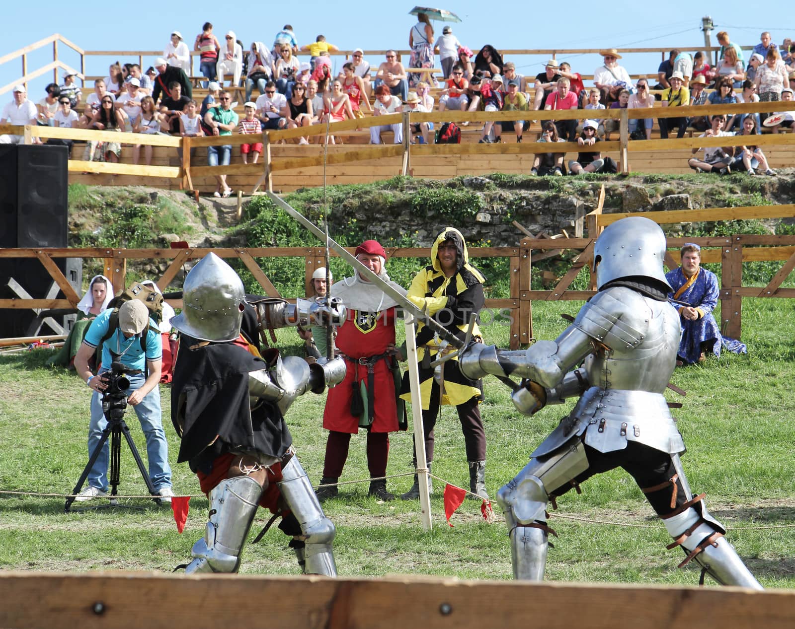KHOTYN - MAY 10: Knights fighting during Festival Medieval Khotyn on May 10, Ukraine