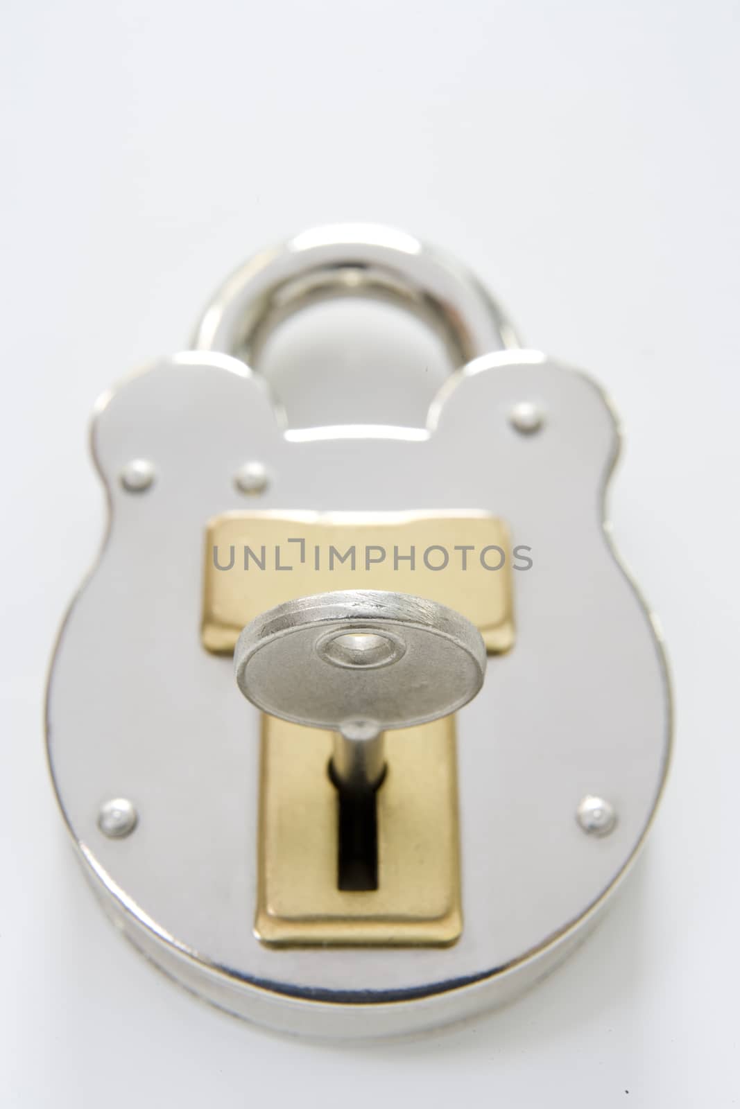 locked padlock with key and room for copy