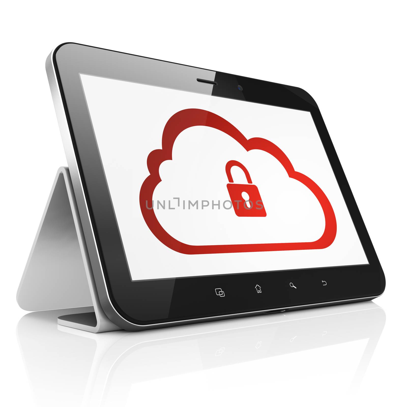 Cloud computing concept: Cloud With Padlock on tablet pc compute by maxkabakov