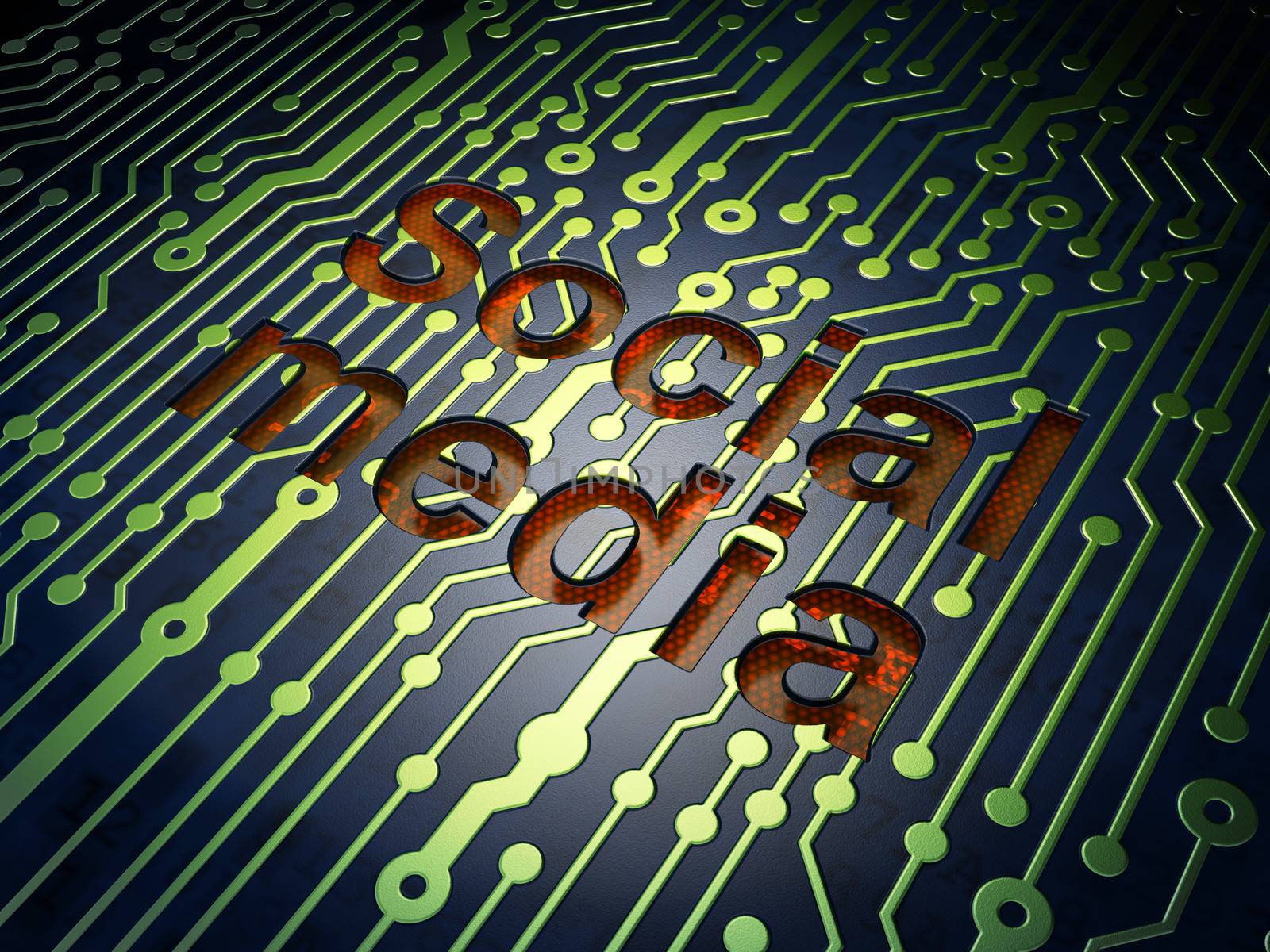 Social media concept: Social Media on circuit board background by maxkabakov