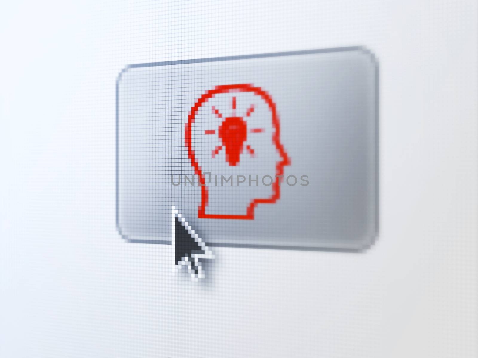 Education concept: Head With Lightbulb on digital button backgro by maxkabakov