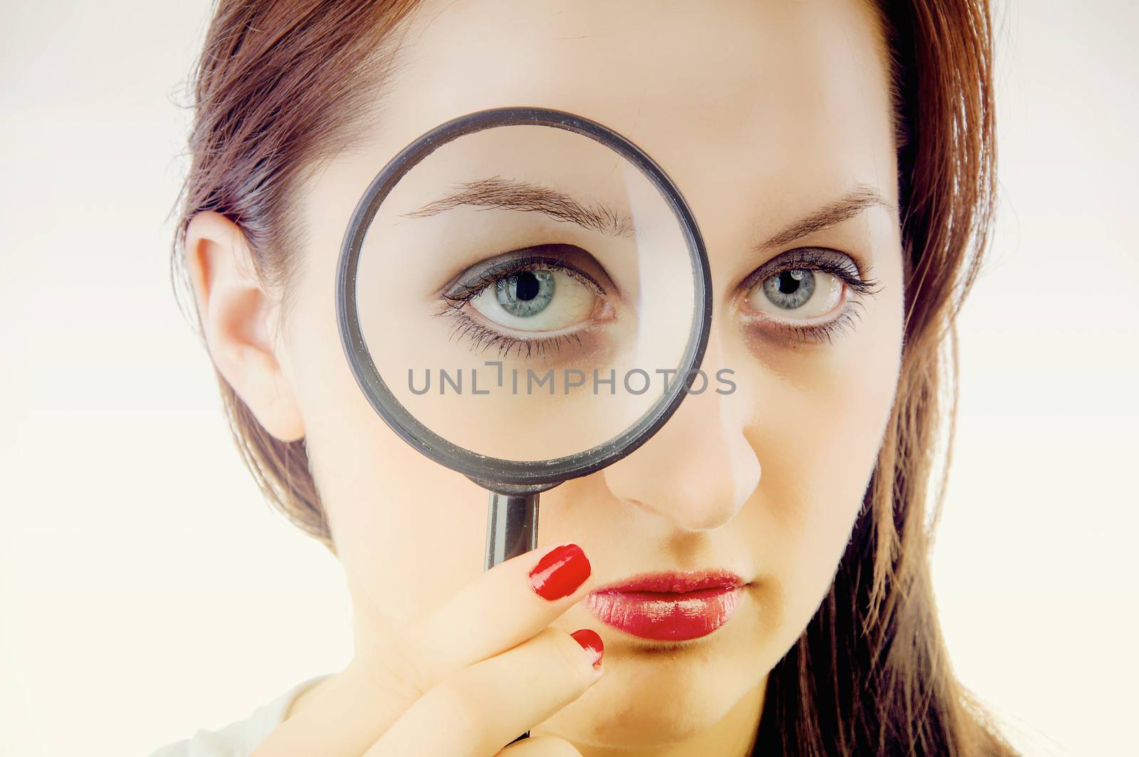 Women with magnifying glass  by Brejeq