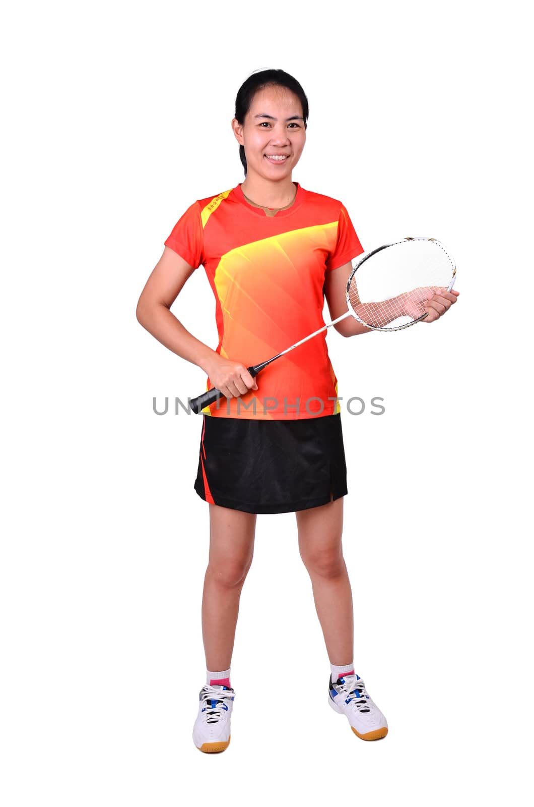 badminton player isolated on white background by anankkml