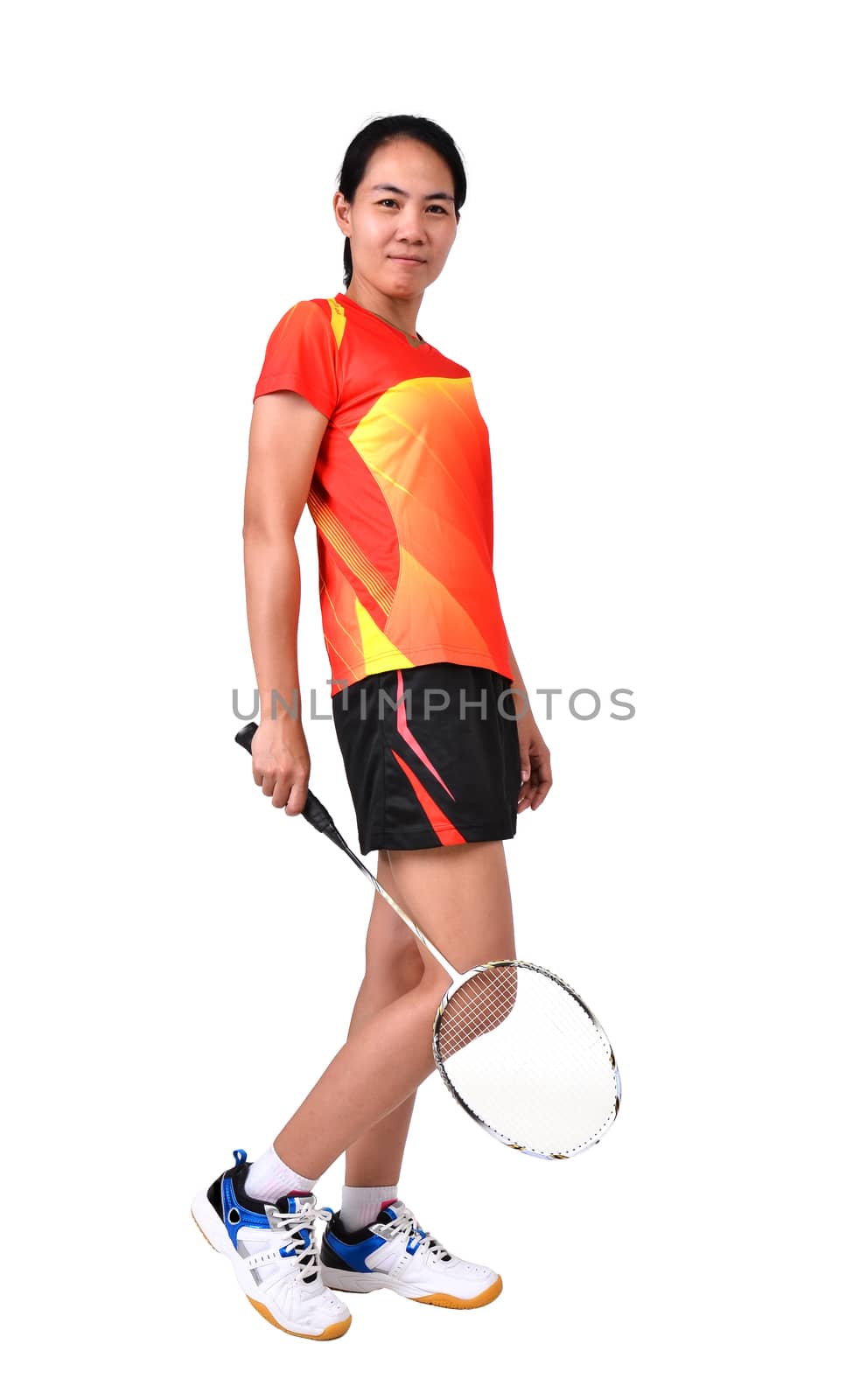 badminton player isolated on white background by anankkml