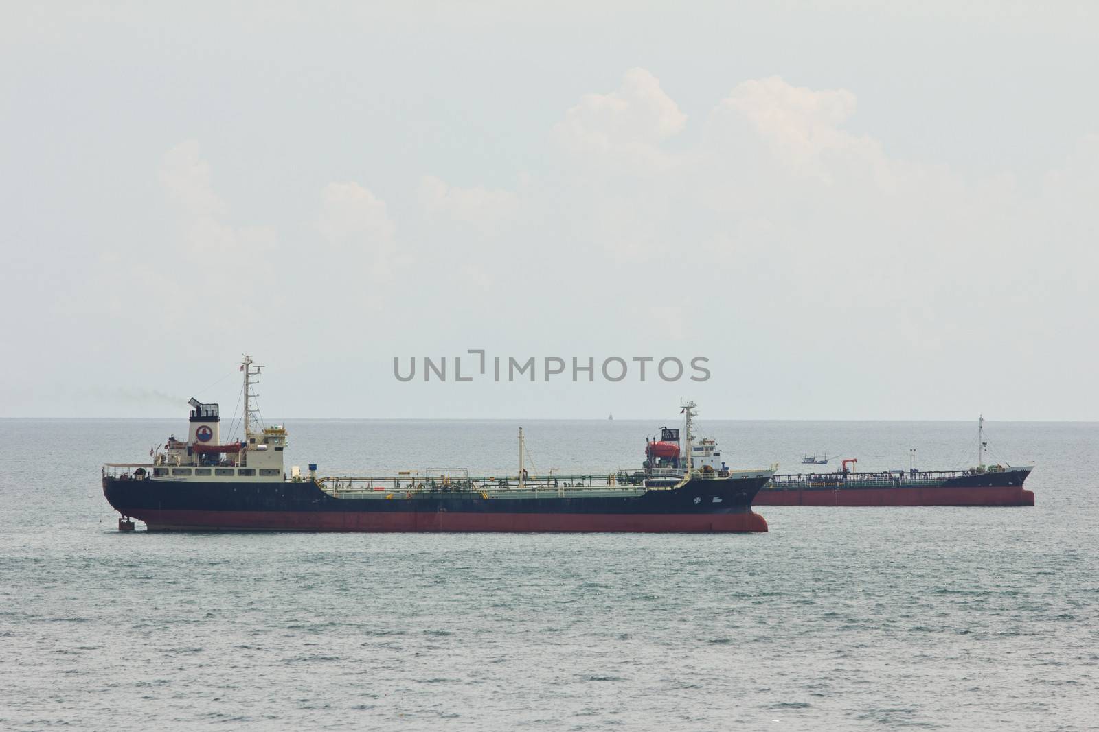 Oil tanker ship entering port in Thailand