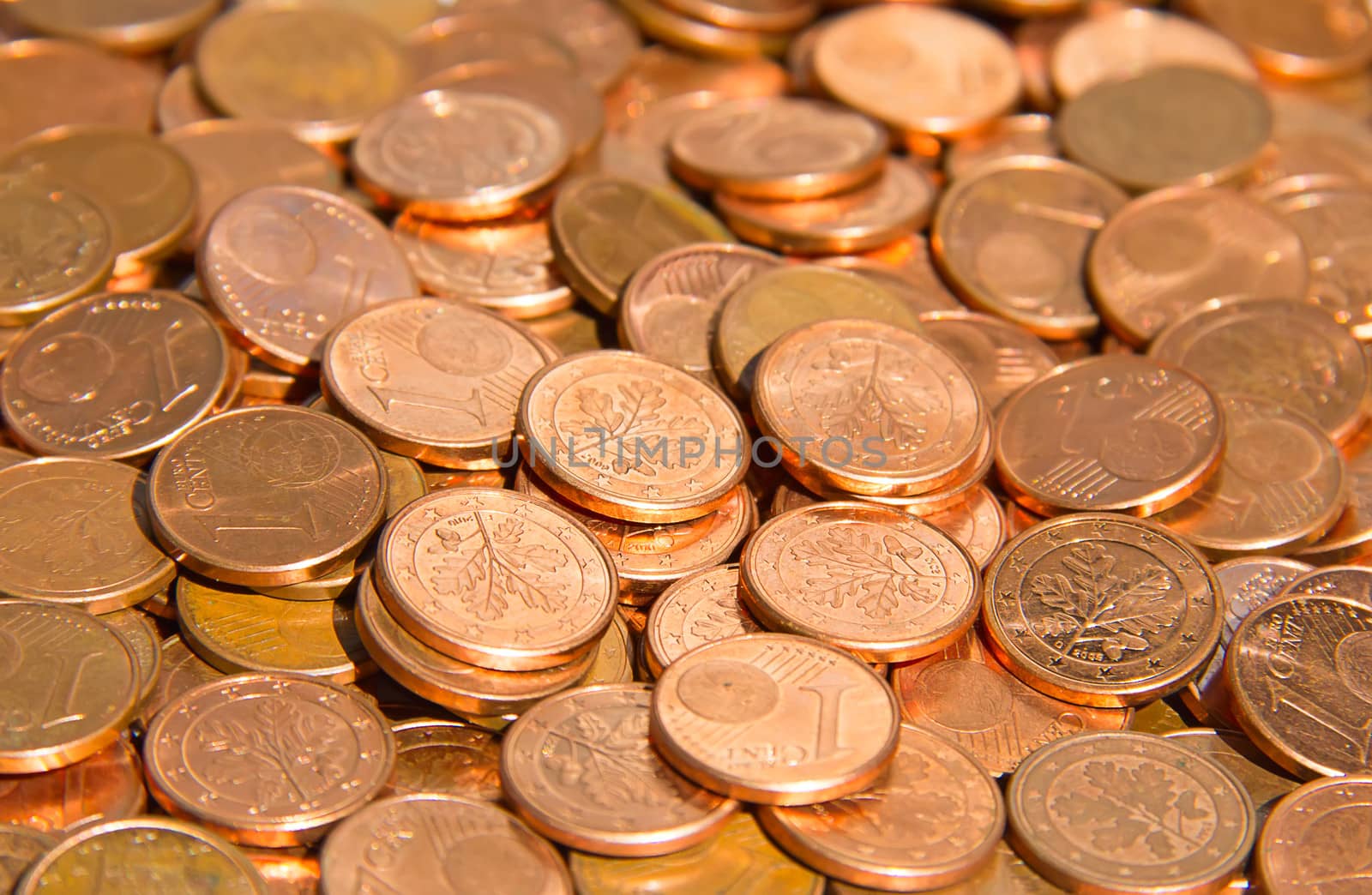 Pile of the euro cent coins