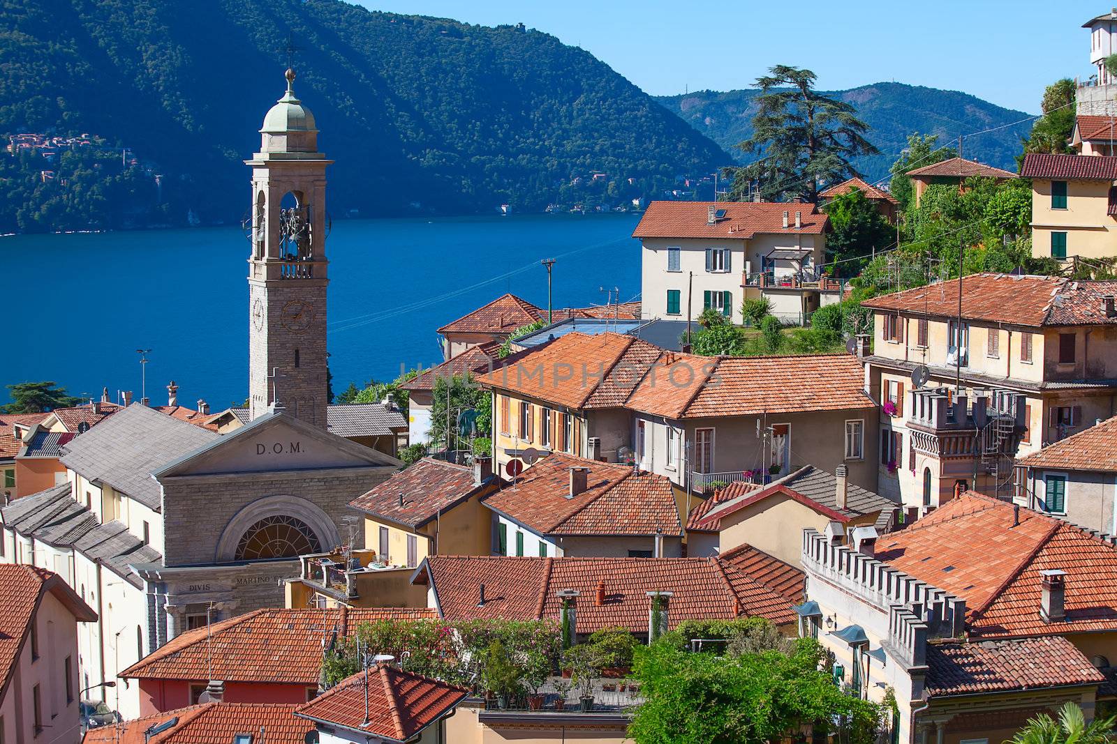 Panoramic view of Cernobbio town (Como lake, Italy)