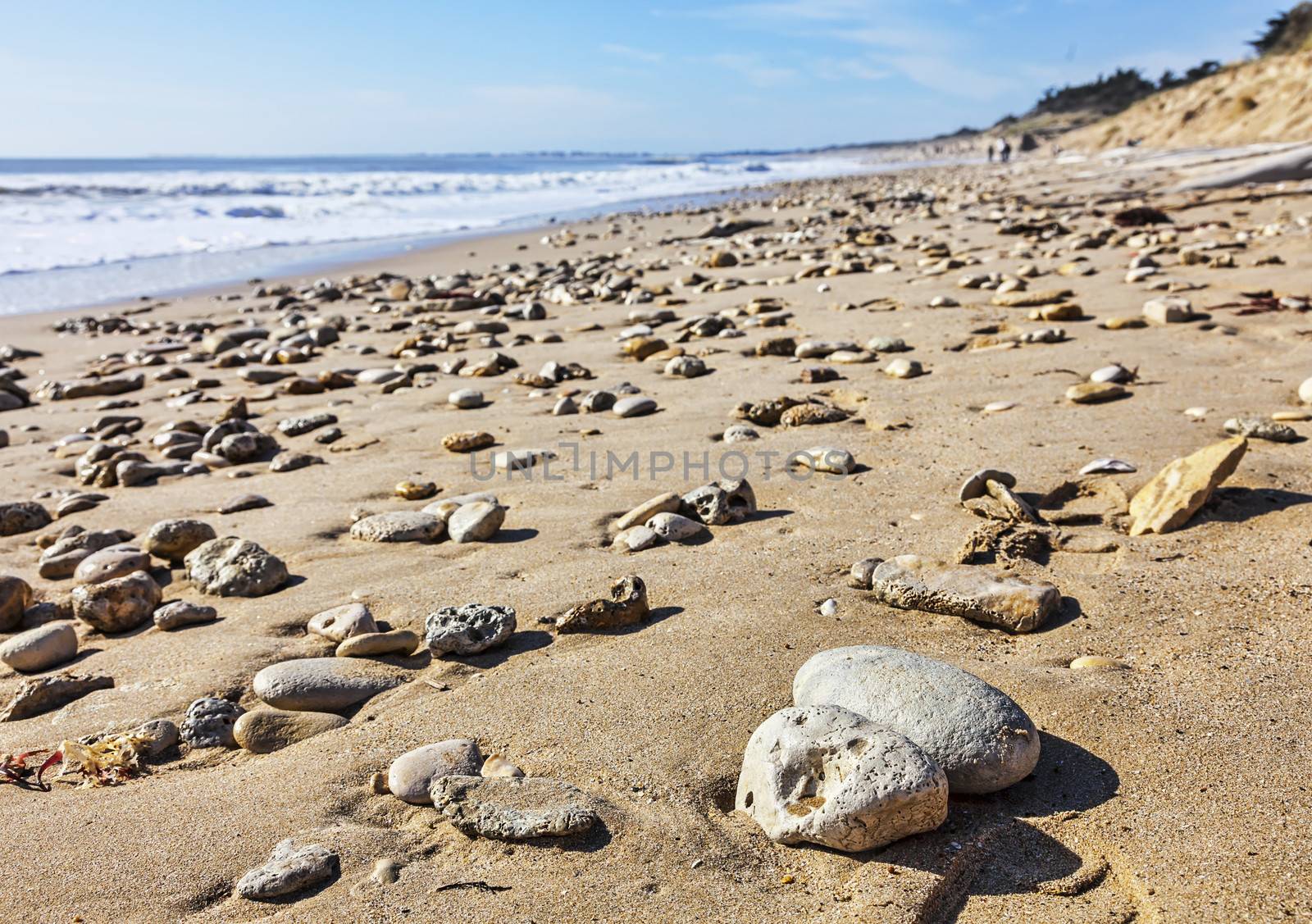 Rocky beach at the Atlantic Coast in Brittany in western France.