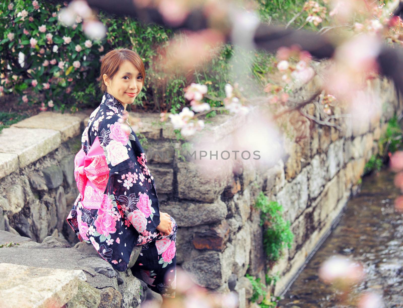 young girl in japan kimino dress