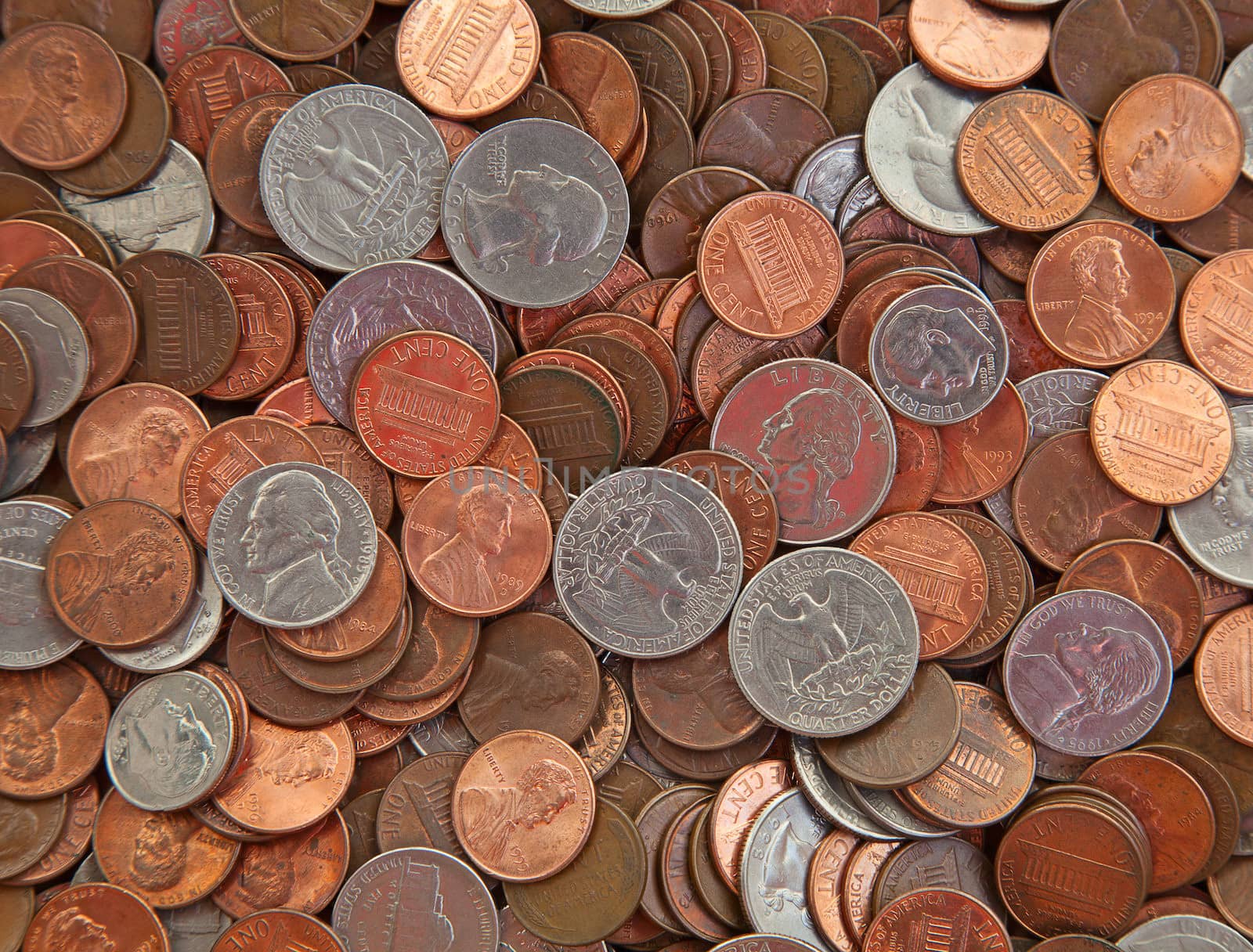 Pile of the US coins