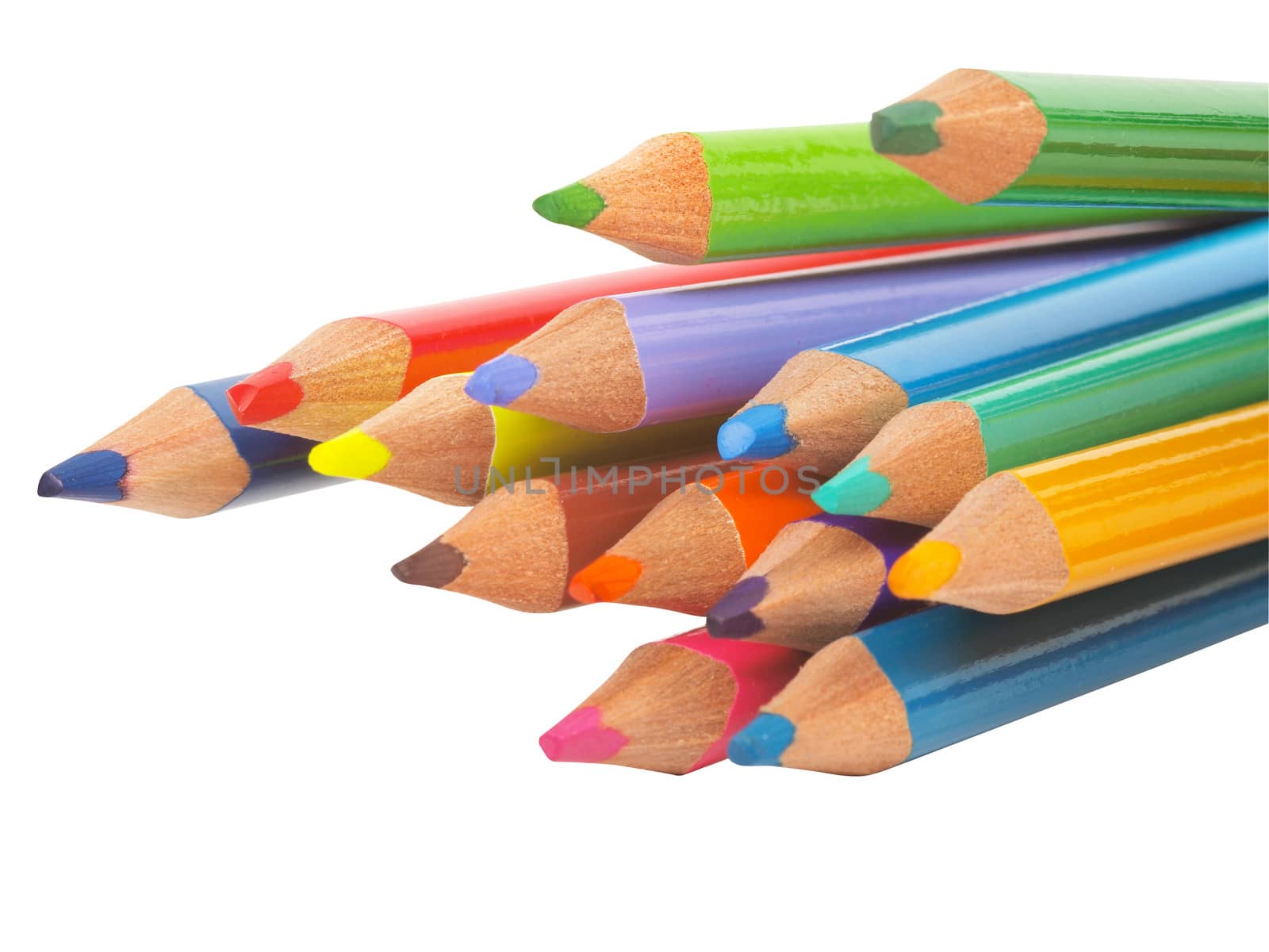 colored pencils isolated on white background