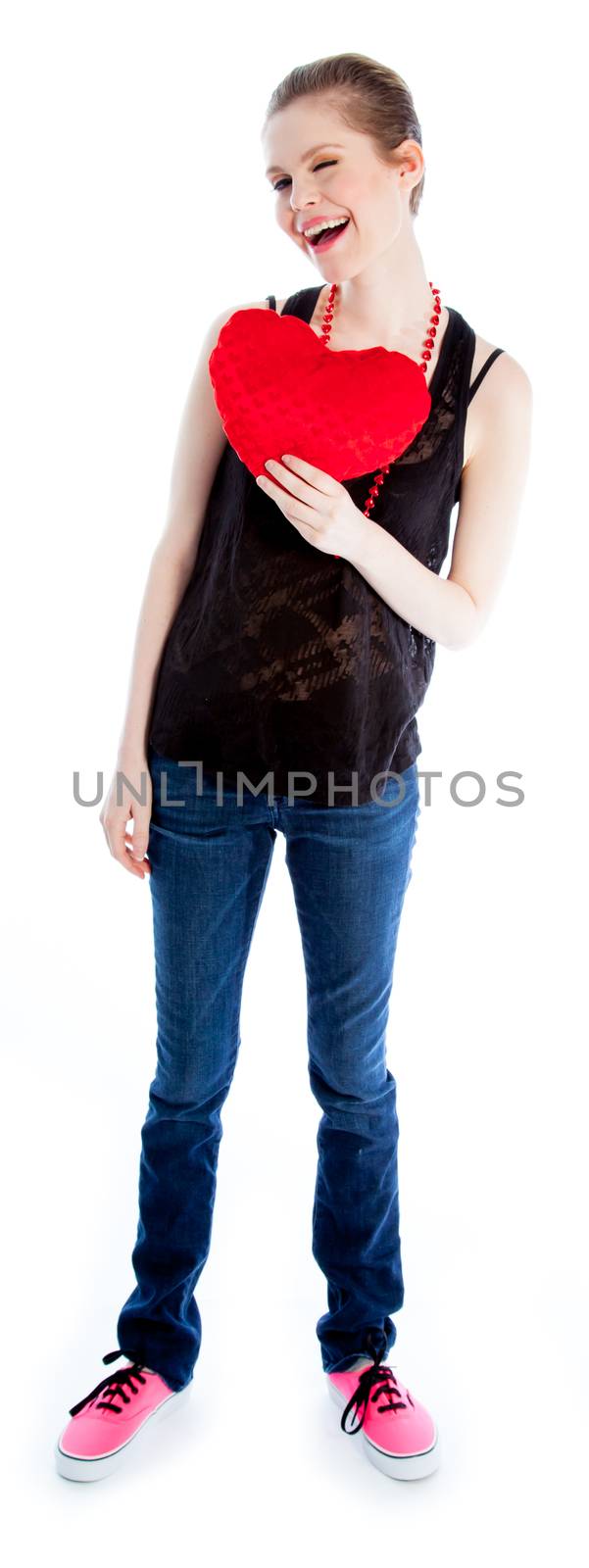 Attractive caucasian woman wearing casual clothes in her 30 isolated on a white background