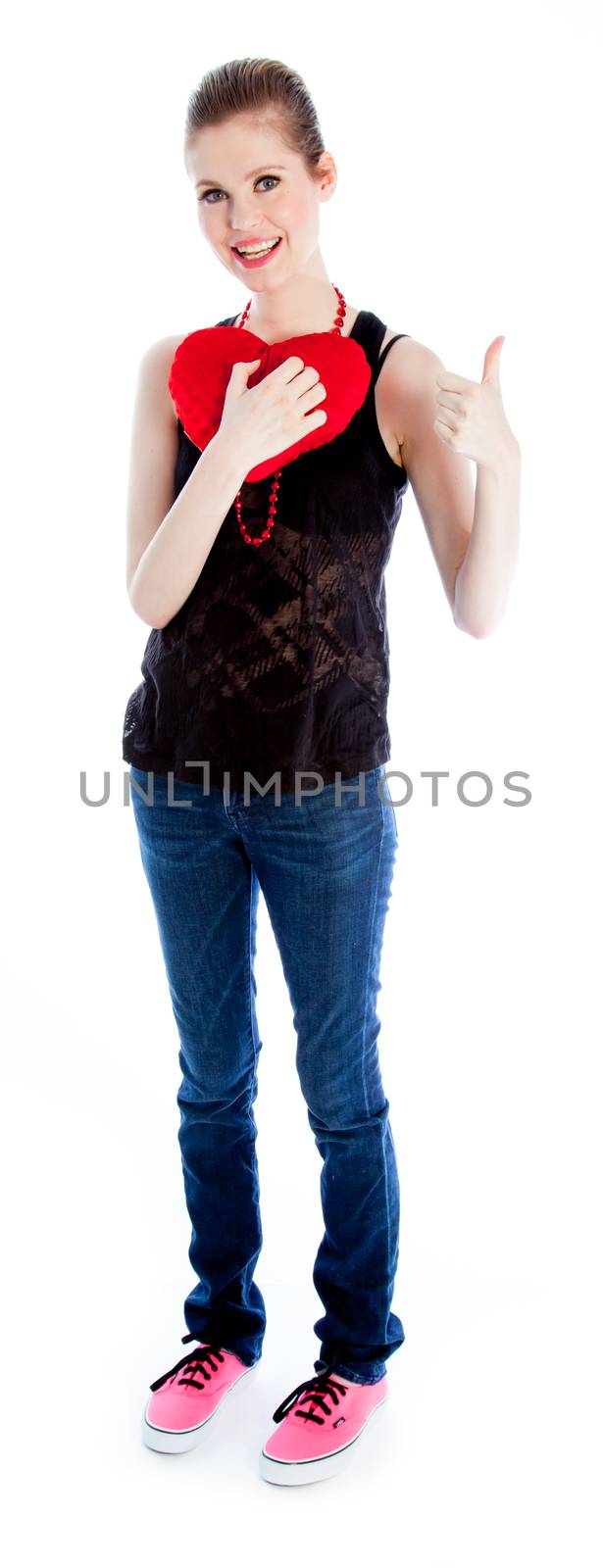 Attractive caucasian woman wearing casual clothes in her 30 isolated on a white background