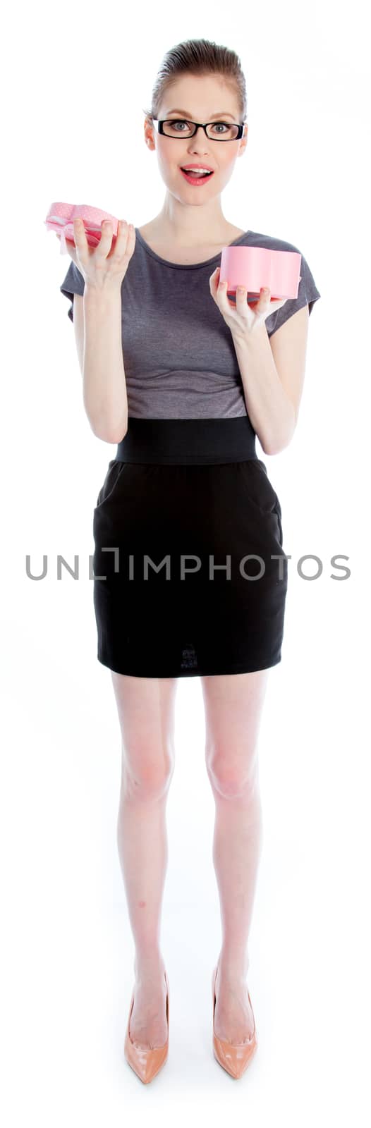 Attractive caucasian business woman in her 30 isolated on a white background