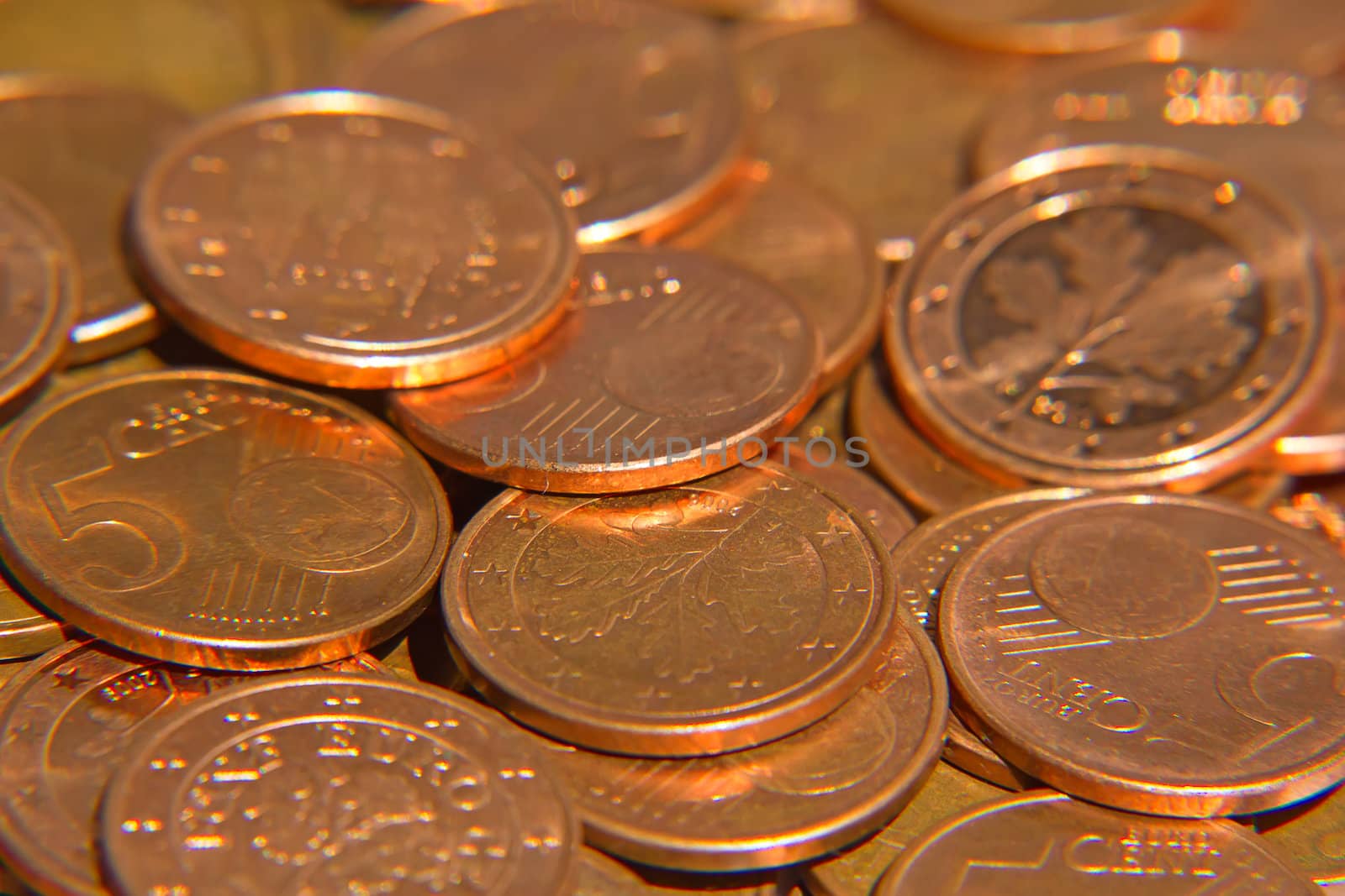 Pile of the euro cent coins