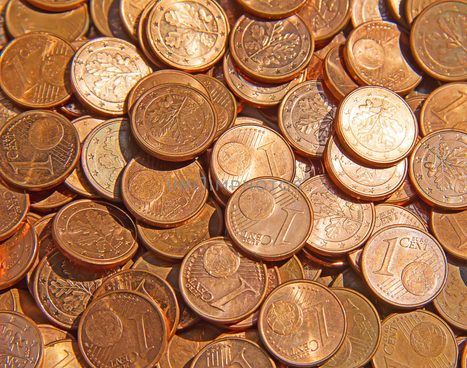 Pile of the euro cent coins