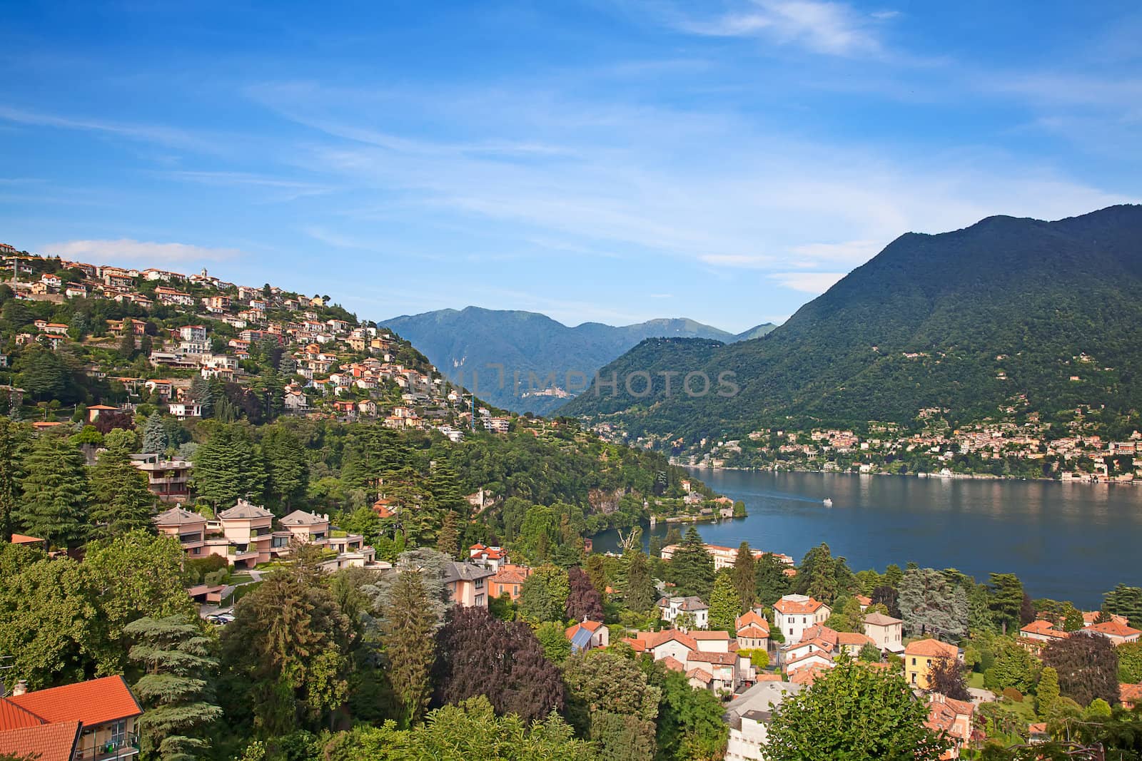 Panoramic view of Cernobbio town (Como lake, Italy)