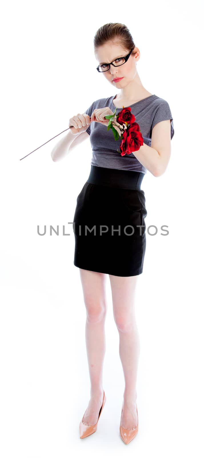 Attractive caucasian business woman in her 30 isolated on a white background