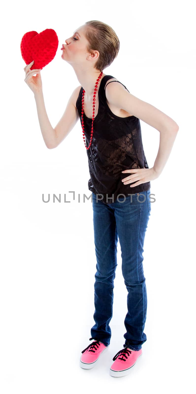 Attractive caucasian woman wearing casual clothes in her 30 isolated on a white background