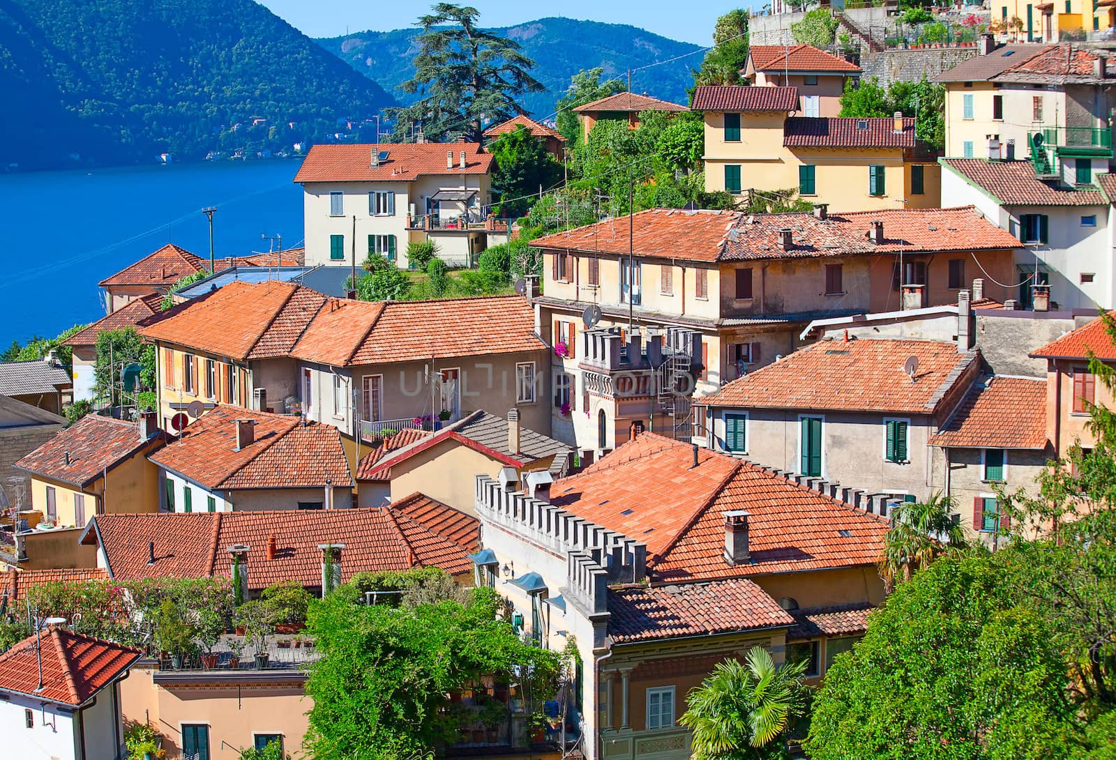 Panoramic view of Cernobbio town (Como lake, Italy)