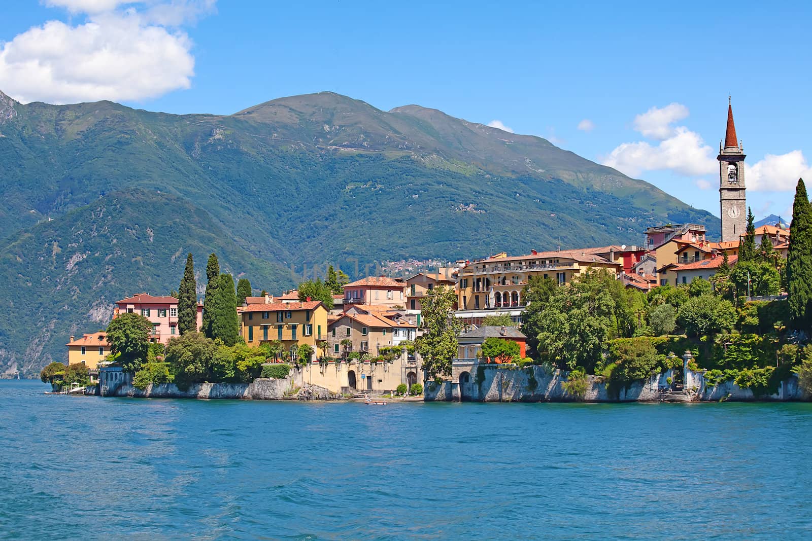 Panoramic view of Varena town (Como lake, Italy)