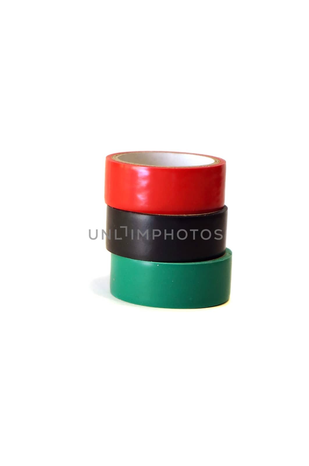 Composition of color insulating tape isolated on white               