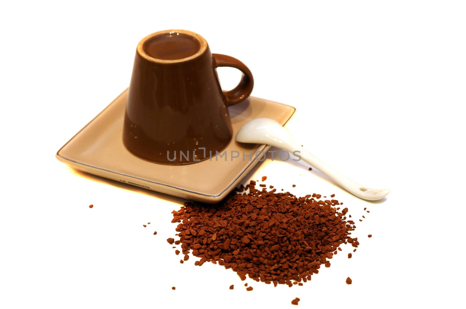 Instant coffee and inverted cup