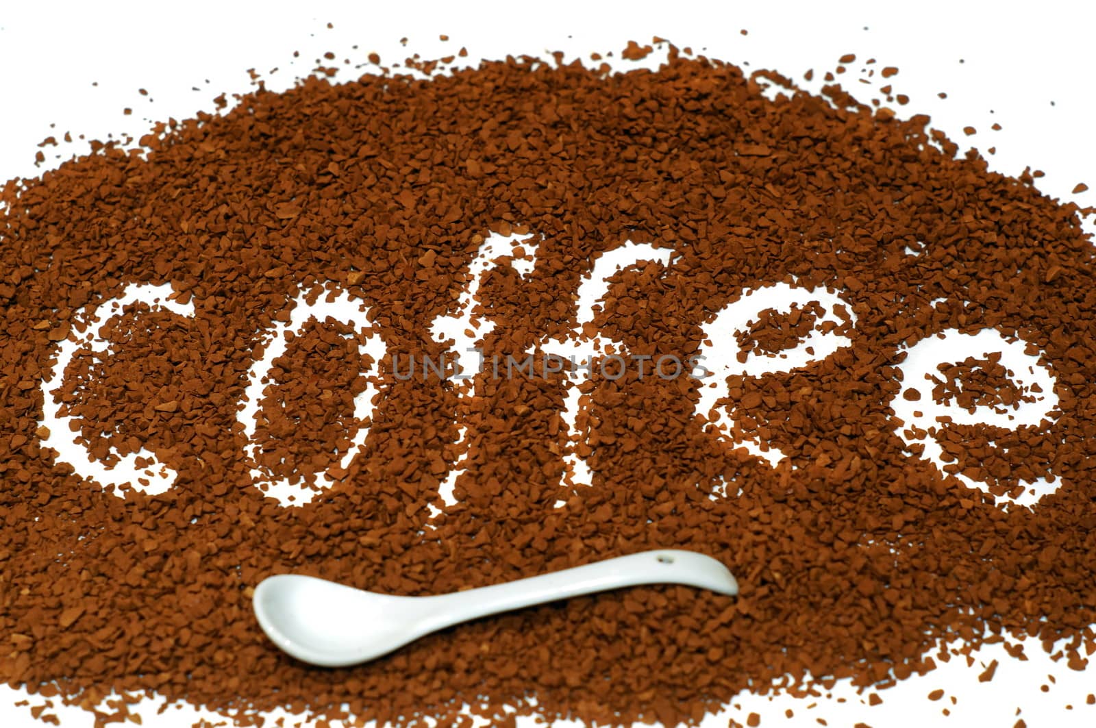 The word "coffee" from instant coffee granules