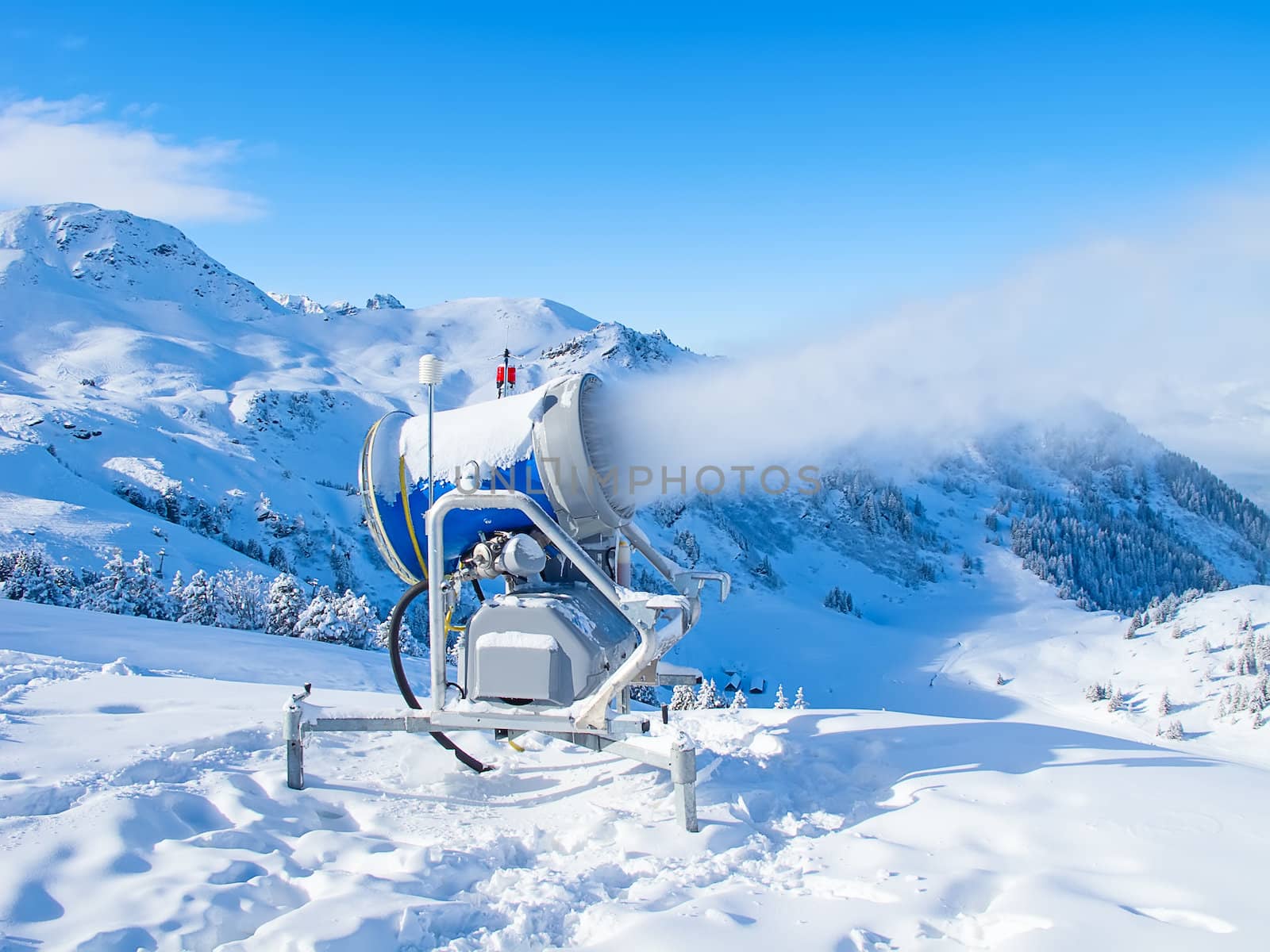 Slope on the skiing resort Flumserberg. Switzerland