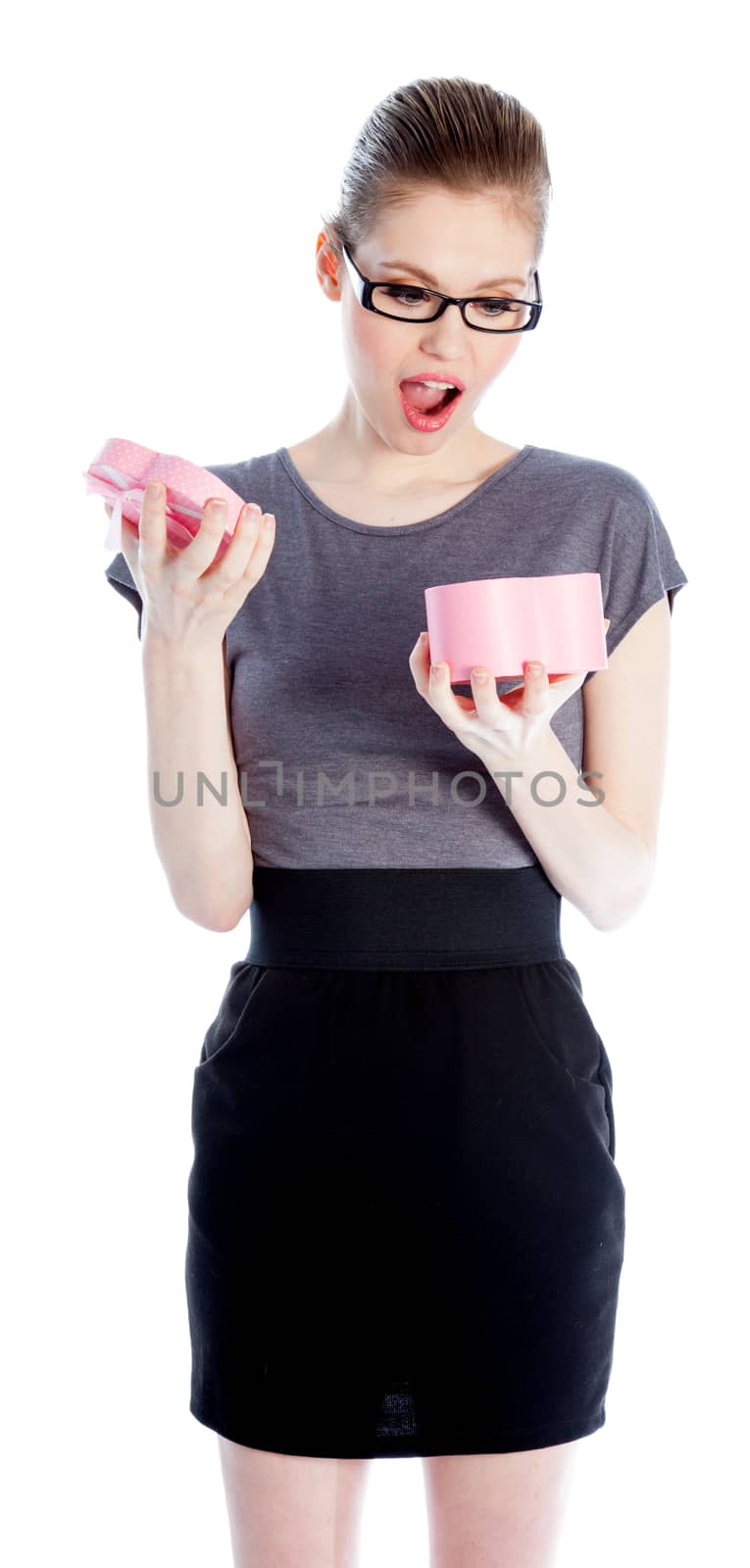 Attractive caucasian business woman in her 30 isolated on a white background