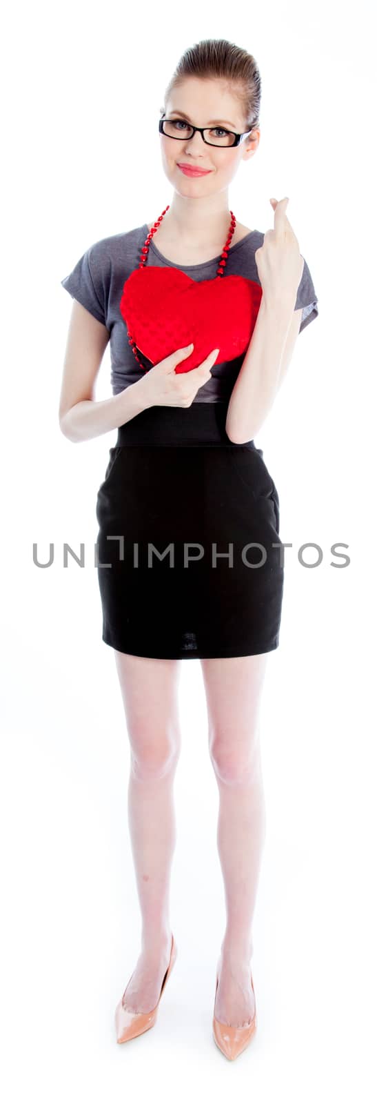 Attractive caucasian business woman in her 30 isolated on a white background