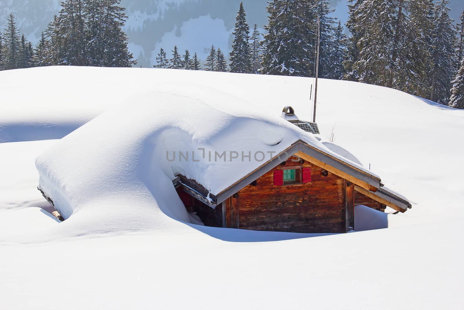 Slope on the skiing resort Flumserberg. Switzerland