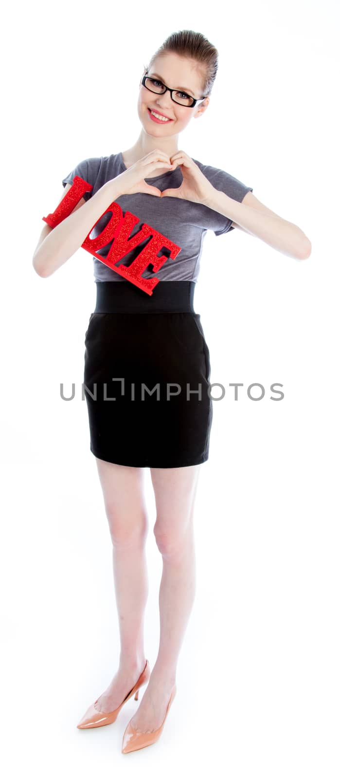 Attractive caucasian business woman in her 30 isolated on a white background